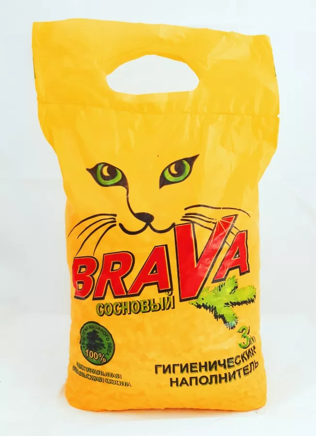 Наполнитель для кошачьего туалета brava сосновый