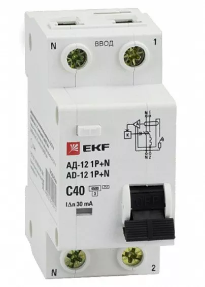 EKF Диф. автомат 1P+N 50А 30мА тип АС х-ка C эл. 4,5кА АД-12 DA12-50-30-bas