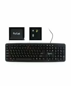 710772 - Клавиатура Gembird KB-8320U-Ru_Lat-BL, черн., USB, кнопка переключения RU/LAT,104 клавиши (1)