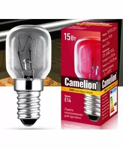 637890 - Camelion лампа накаливания для духовок (+300°) E14 15W 220V прозрачная 56x25 15/PT/CL/E14 (1)