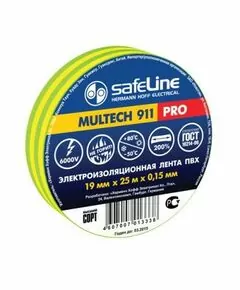 18740 - Safeline изолента ПВХ 19/25 желто-зеленая, 150мкм, арт.9375 (1)