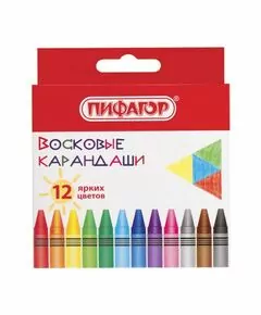 748281 - Восковые карандаши ПИФАГОР СОЛНЫШКО, НАБОР 12 цветов, 227279 (1)