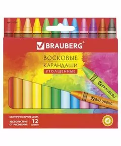 748289 - Восковые карандаши утолщенные BRAUBERG АКАДЕМИЯ, НАБОР 12 цветов, 227287 (1)