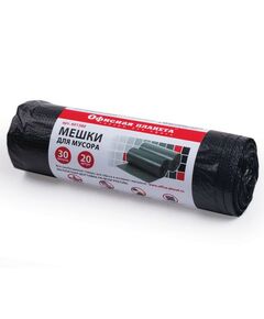 750726 - Мешки д/мусора 30 л, черные, в рулоне 20 шт., ПНД, 10 мкм, 50х60 см (±5%), прочные, ОФИСНАЯ ПЛАНЕТА, (1)