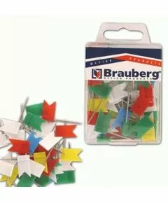 323299 - Булавки-флажки маркировочные BRAUBERG цветные, 50 шт., в пласт. коробке с европодвесом, 221537 (1)