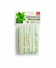 800715 - Зубочистки деревянные (береза) 100шт/пачка, каждая зубочистка в инд. бум. уп, мята, 400-523 GRIFON (1)