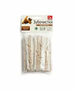 800717 - Зубочистки деревянные (береза) 100шт/пачка, каждая зубочистка в инд. бум. уп, корица, 400-522 GRIFON (1)
