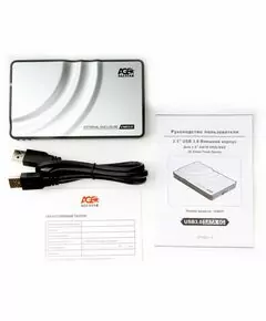 783833 - USB 3.0 Внешний корпус 2.5 SATA HDD/SSD AgeStar 3UB2P, алюм, серебристый, безвинтовая констр, 06992 (1)