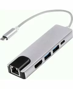 784426 - USB разветв-ль/хаб Атом Type-Cшт. 3.1 - 2xUSBгн 3.0+HDMIгн.+USB Type-C гн+RJ45/8p8c,15см,сереб,31010 (1)