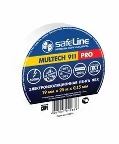 153804 - Safeline изолента ПВХ 19/25 белая, 150мкм, арт.9373 (1)