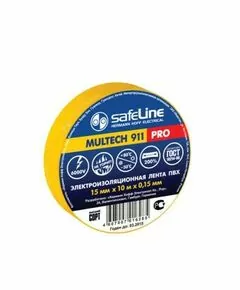 77256 - Safeline изолента ПВХ 15/10 желтая, 150мкм, арт.12120 (1)