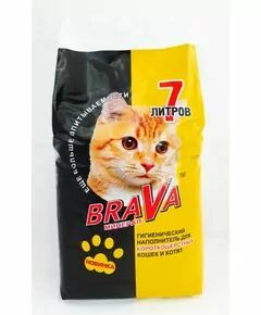 835867 - Наполнитель для кош.туалета БРАВА минеральный впитывающий д/гладкошерст и котят (2-4мм)7л12440 0396 (1)