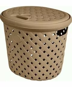 837028 - Корзина д/белья с крышкой Rattan 14л(325х280х280мм),шоколадный PT408811015 Plast Team (1)
