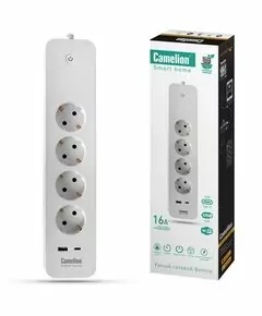 846515 - Camelion Smart Home Wi-Fi Умный сет.фильтр 4 роз.+ USB+Type-С 16A 4000W 1.5м SZD/SH/4х1,5/WIFI (1)