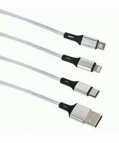 852516 - Intro Дата-кабель USB 3 в 1 micro USB/lightning (iphone)/type-C серебристый 1м CI760 56130 (1)