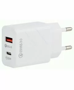 852506 - Intro зарядное устройство CC290 USB + Type-C быстрая зарядка QC 3.0 + PD 20W белая 56121 (1)