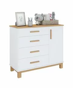 876513 - Комод Polini kids Simple 3403, белый-натуральный (мест 3) (1)
