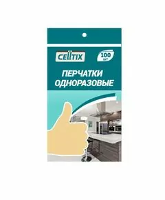 703406 - CELLTIX, Перчатки одноразовые полиэтилен.ПЭТ, р-р М,100шт в уп.(цена за уп.), E1M (1)