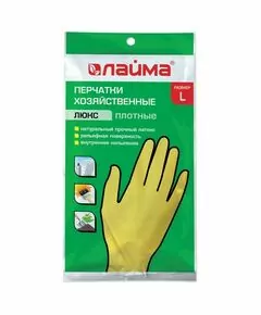675365 - Перчатки хоз. латексные ЛАЙМА Люкс, с х/б напыл., плотные, размер L , арт. 402-391 (1)
