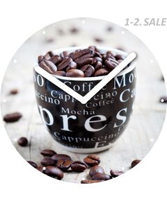 659075 - Innova Часы W09669 Зерна кофе, круглые, стекло, диаметр 30 см (10/150) (1)