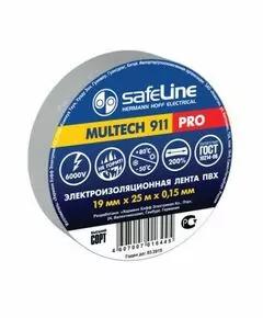418196 - Safeline изолента ПВХ 19/25 серо-стальная, 150мкм, арт.12128 (1)