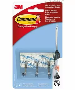 769203 - 17067CLR Command легкоудаляем. крючок прозрачный для столов. приб., 3 шт. / 4 полоски 7529 (1)