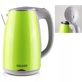 600830 - Чайник электр. Galaxy GL-0307 зеленый (диск, 1,7л) 2кВт, двойной корпус, нерж.сталь/пластик (1)