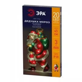 826217 - ЭРА фигура новогодняя( св/д св-к)  Дед Мороз 20 LED (3*ААА) 45x24 см ENGDS-16 (1)