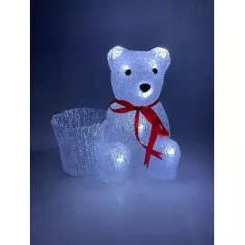 761370 - ЭРА Фигура новогод. акрил Медвежонок с корзинкой 10LED холод.бел 15*19*21см (3шт*АА) IP20 Б0047974 (1)