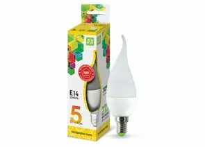 522432 - ASD standard лампа св/д Свеча на ветру C37 E14 5W(450lm) 3000К 2K 132x37 пластик/матовый 4518 (1)