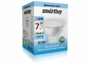 553592 - Smartbuy MR16 GU5.3 220V 7W(600lm) 4000K 4K 50x45 пластик SBL-GU5_3-07-40K-N (1)