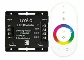 565497 - Ecola Контроллер 12V 288W 24A RGB с кольцевым сенсорным белым радиопультом RFC24WESB (1)