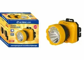 580396 - Ultraflash фонарь налобный LED5372 (3xR6) 5св/д SMD+1св/д LED, пластик, отражатель, 2 реж, бокс (1)
