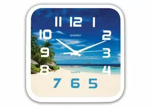 600803 - Часы настенные Energy EC-99 Пляж 24,5*3,9см (квадрат) плавный ход, пластик, АА*1шт нет в компл 9472 (1)