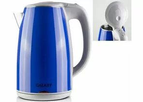 600831 - Чайник электр. Galaxy GL-0307 синий (диск, 1,7л) 2кВт, двойной корпус, нерж.сталь/пластик (1)