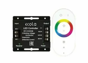 601176 - Ecola Контроллер 12V 216W(24V 432W) 18A RGB с кольцевым сенсорным белым радиопультом RFC18WESB (1)