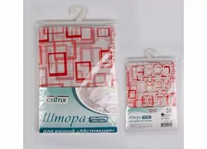 743274 - CELLTIX, Штора д/ванной ПЕВА Абстракциякрасная, 12 колец, 200*200см, E1M (1)