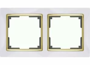 732900 - Werkel рамка СУ 2 мест. Snabb (белый/золото) (WL03-Frame-02-white-GD a035253)W0021933 a051663 (1)