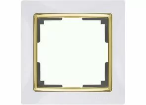 732899 - Werkel рамка СУ 1 мест. Snabb (белый/золото) (WL03-Frame-01-white-GD a035252)W0011933 a051662 (1)