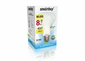 553568 - св/д Smartbuy R63 E27 8W(600lm) 3000K матовая пластик SBL-R63-08-30K-E27 (1)