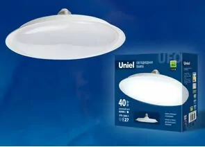 699166 - Лампа св/д Uniel UFO U220 E27 40W(3200lm 120°) 6500К 6K матовая 216x76 LED-U220-40W/6500K/E27/FR (1)