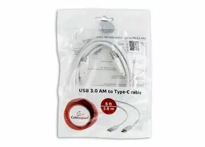 711289 - Кабель USB(A)шт. 3.0 - type С шт. 3.1 Cablexpert, 1.8м, белый, пакет (1)