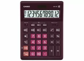 749938 - Калькулятор настольный CASIO GR-12С-WR (210х155 мм), 12 разрядов, двойное питание, БОРДОВЫЙ, GR-12C- (1)