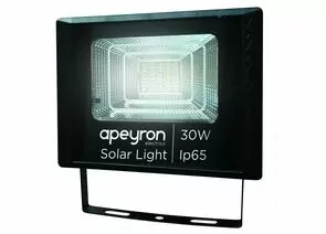 760290 - APEYRON Прожектор св/д c солнеч.панелью 30W(360lm) 4200K 4K IP65 6000MA 3.2V 6Aчас черный 05-34 (1)