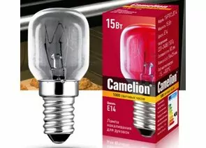 637890 - Camelion лампа накаливания для духовок (+300°) E14 15W 220V прозрачная 56x25 15/PT/CL/E14 (1)