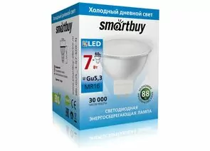 639065 - Smartbuy MR16 GU5.3 220V 7W(600lm) 6000K 6K 50x45 пластик SBL-GU5_3-07-60K-N (1)