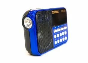 641311 - Радиоприемник Сигнал РП-224,ак.BL5C,220V, FM, USB,SD, дисплей, фонарик,без б/п 135х35х85 мм синий (1)