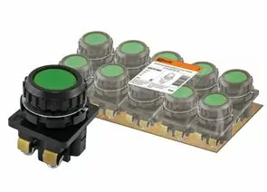 699974 - TDM Выключатель кнопочный КЕ 011-У2-исп.1 зеленый 2з 10A 660B IP40(10!) SQ0753-0001 (1)