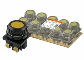 699985 - TDM Выключатель кнопочный КЕ 011-У2-исп.5 желтый 1р 10A 660B IP40(10!) SQ0753-0013 (1)