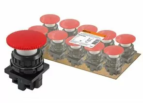 699992 - TDM Выключатель кнопочный КЕ 021-У2-исп.3 гриб б/фиксации красный 2р 10A 660B IP40(10!) SQ0753-0020 (1)